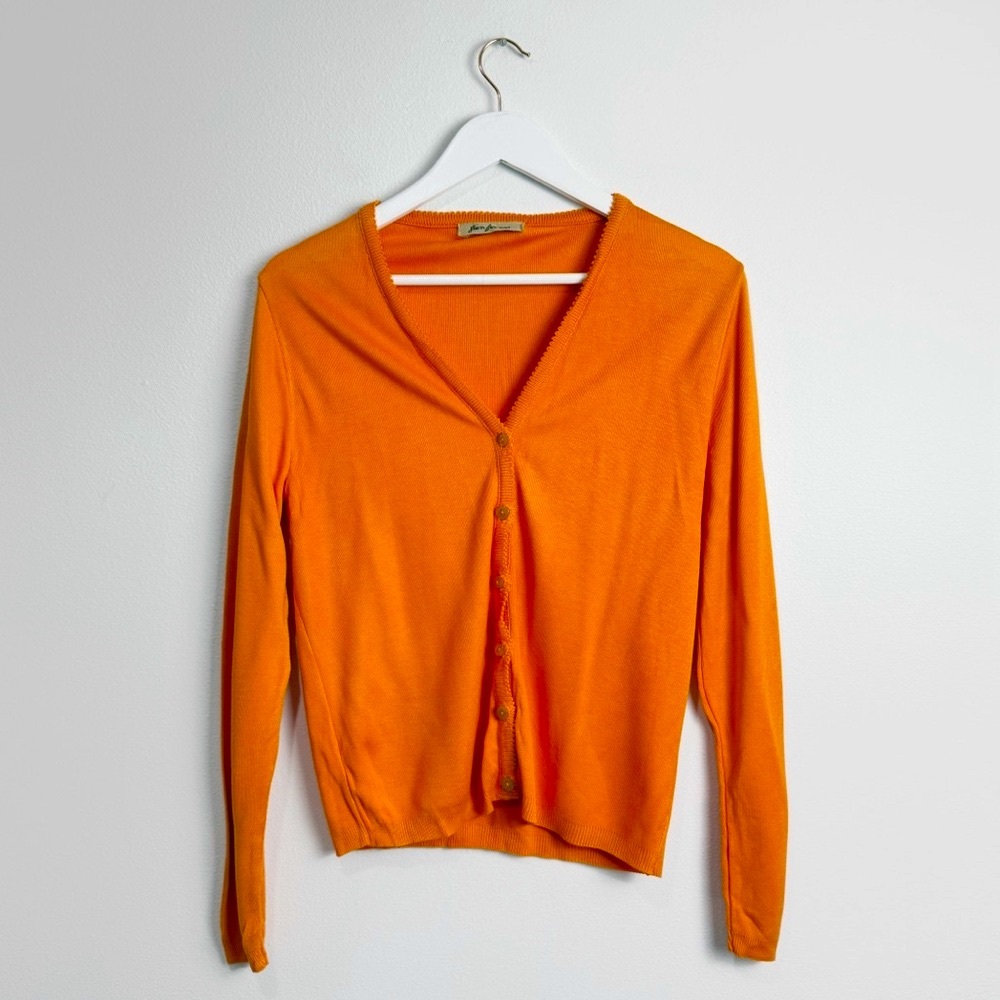 Rem Garson Vintage 90’s Orange Knit Cardigan Sweater Women’s Medium